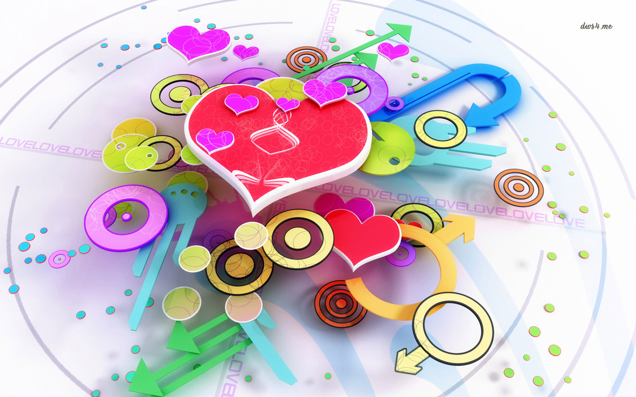 Colorful Hearts and Shapes Backgrounds