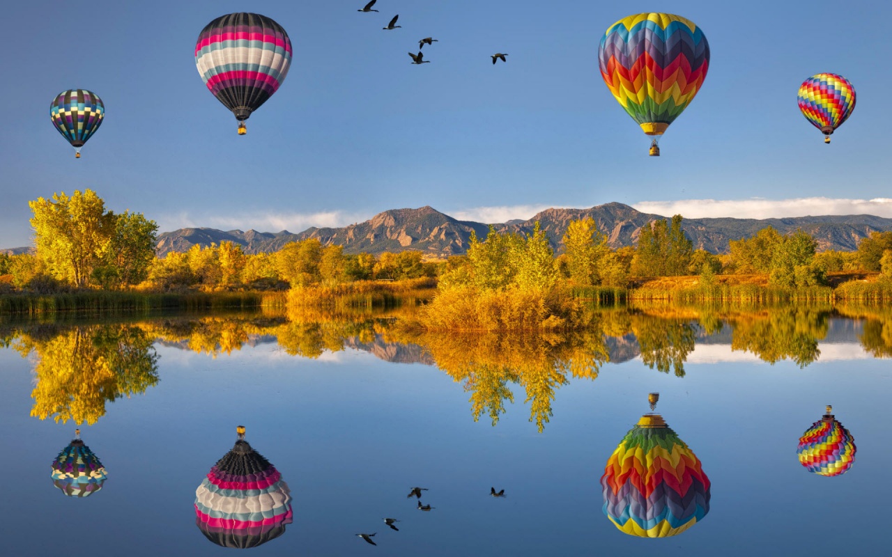 Flying Air Ballons Reflections Backgrounds