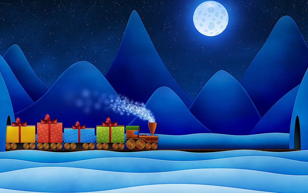 Gift Train For Christmas Backgrounds