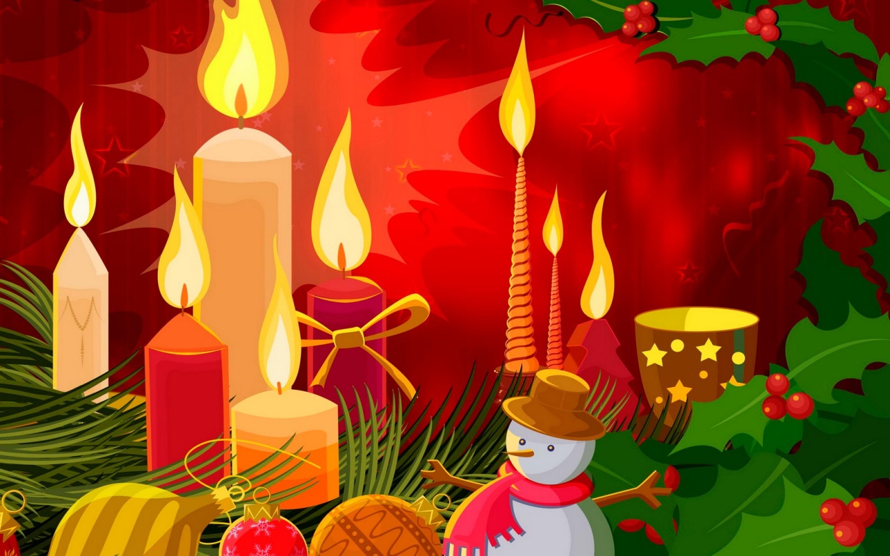 Glowing Christmas Candles Backgrounds