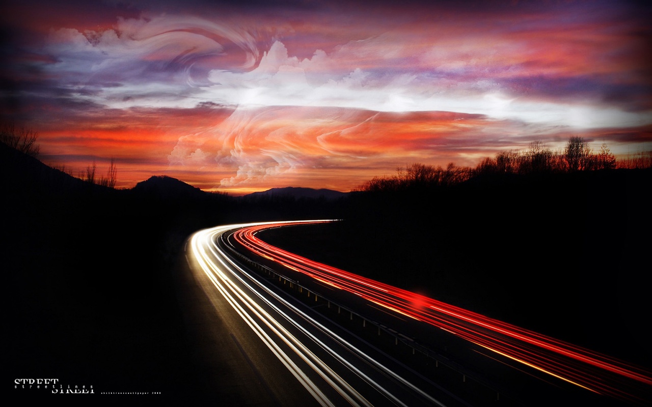 Highway Lights In Ultra Motion Backgrounds