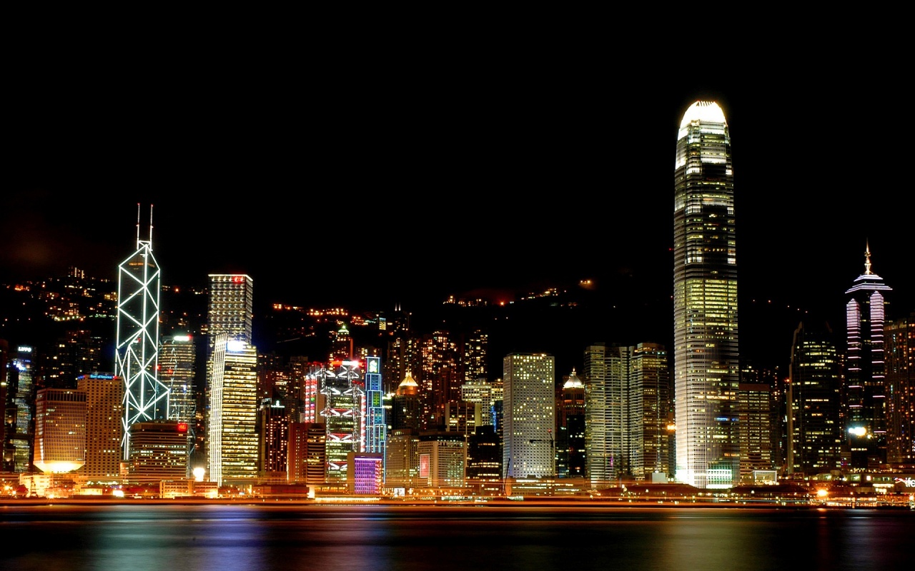 Hong Kong Towers At Night Backgrounds