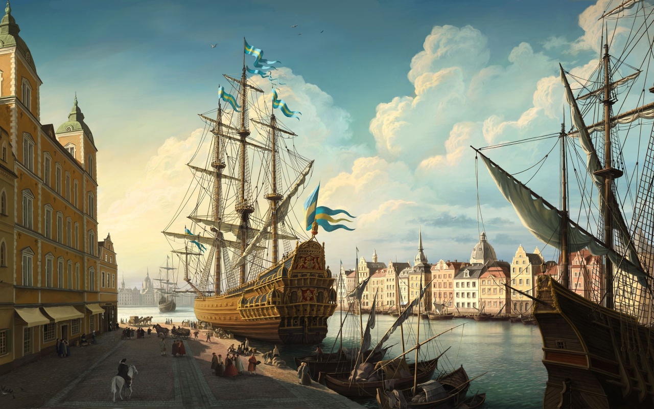 Ship Port Drawing Backgrounds