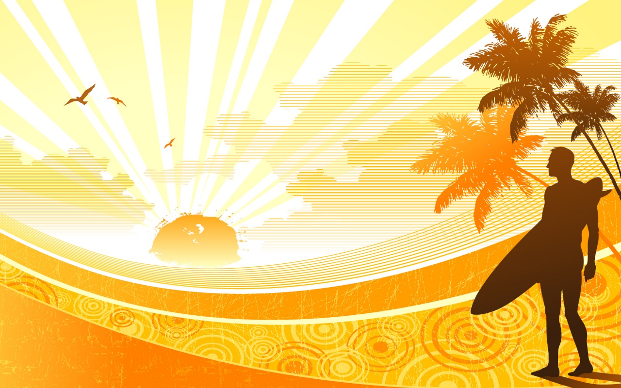 Sunshine At Beach Vector Backgrounds
