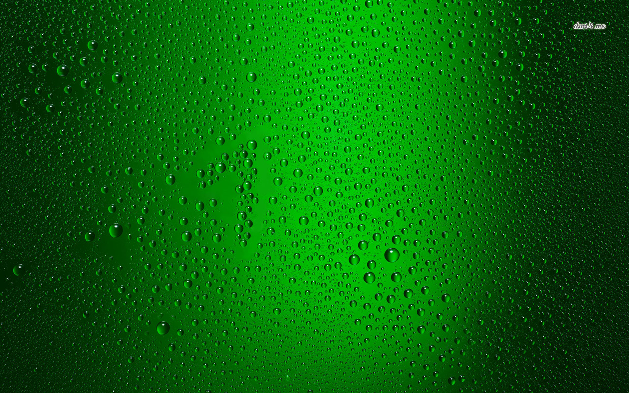 Waterdrops on Green Glass Backgrounds