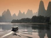 Li River at Dusk in Guilin, China Backgrounds